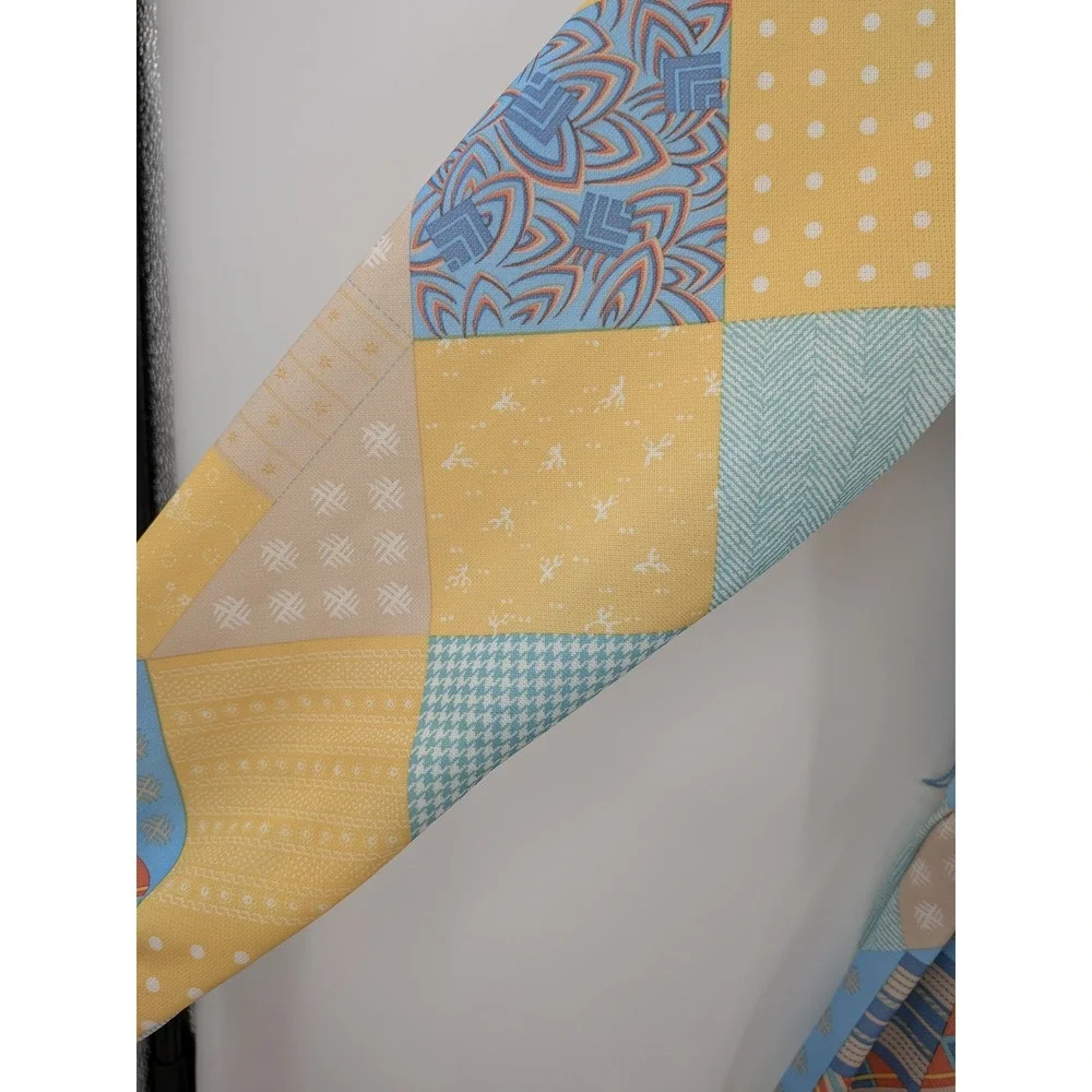 Tradwife 1970s Mod Blue Yellow Patchwork Vintage Retro 12 Dress & Jacket Set